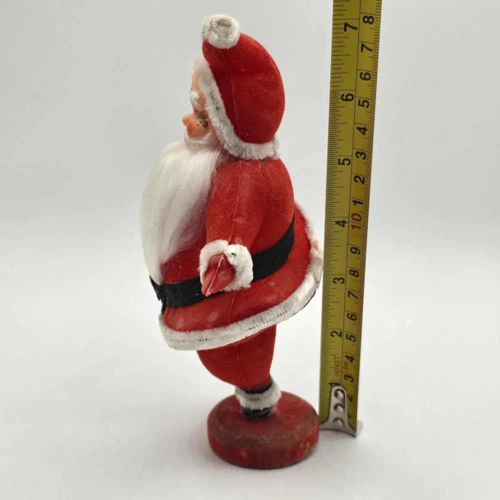 Vintage Flocked Dancing Santa Claus 1960s Christmas‎ Holiday Kitschy 7
